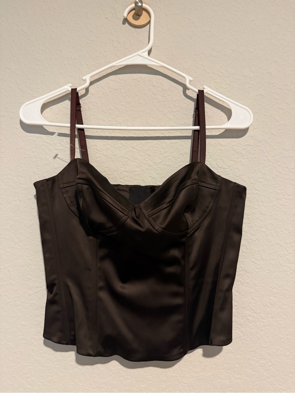 Wilfred Satin Bustier Cami in Dark Brown